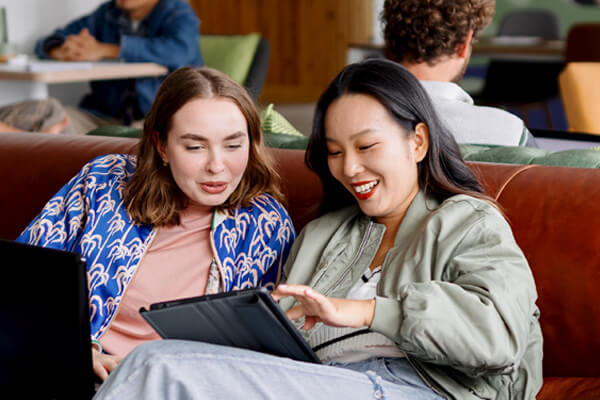 University students on devices