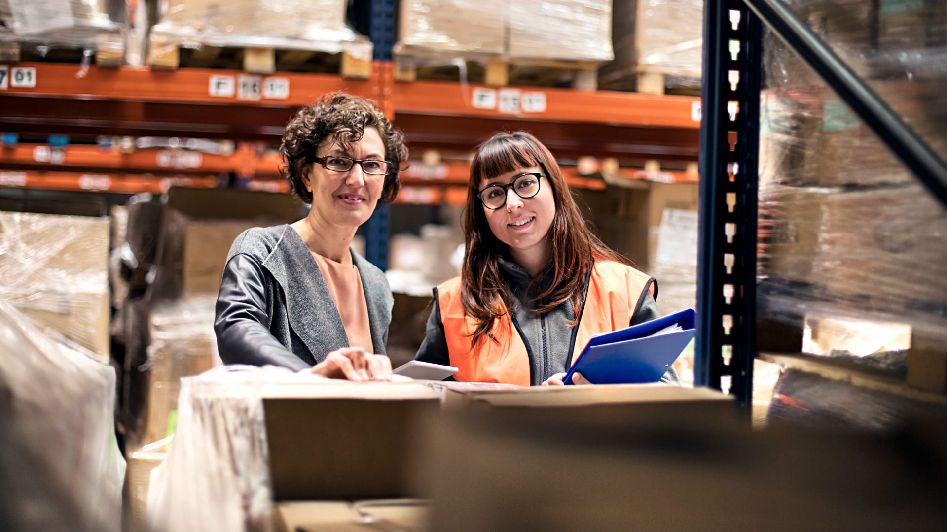 two people warehouse