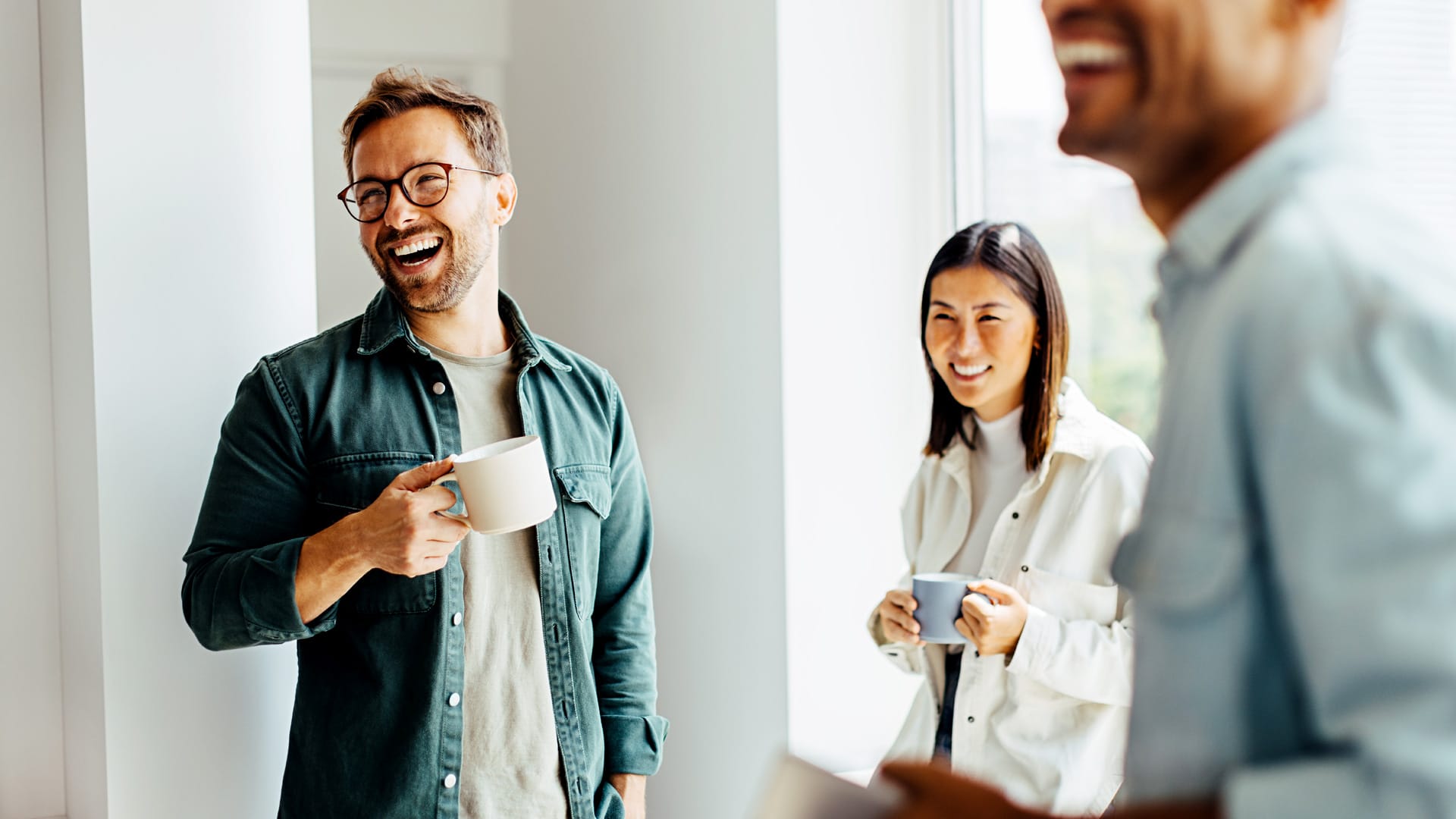 People drinking coffee talking