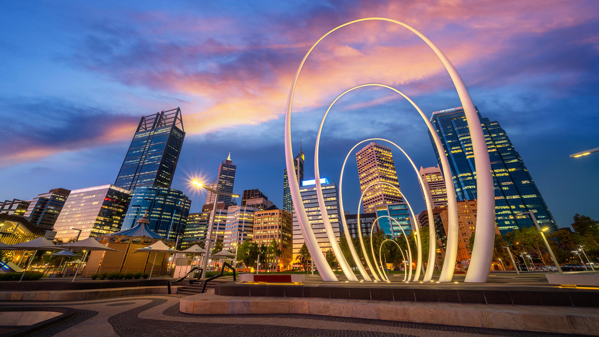 Water feature sunset