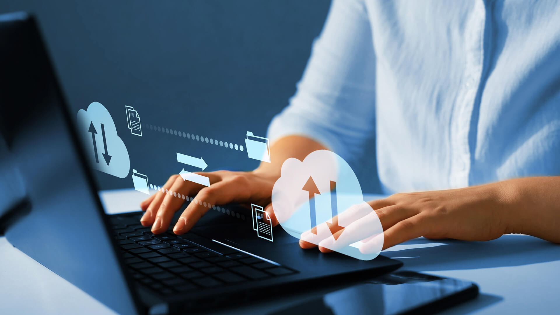 graphic overlay person typing