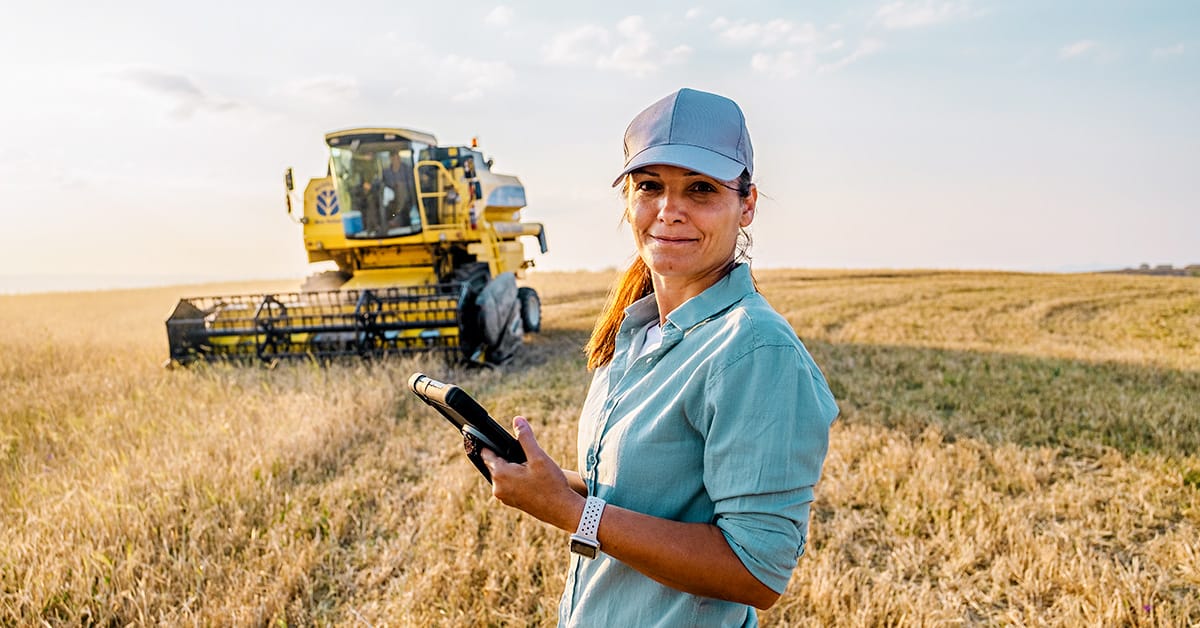 Farmer with digital device