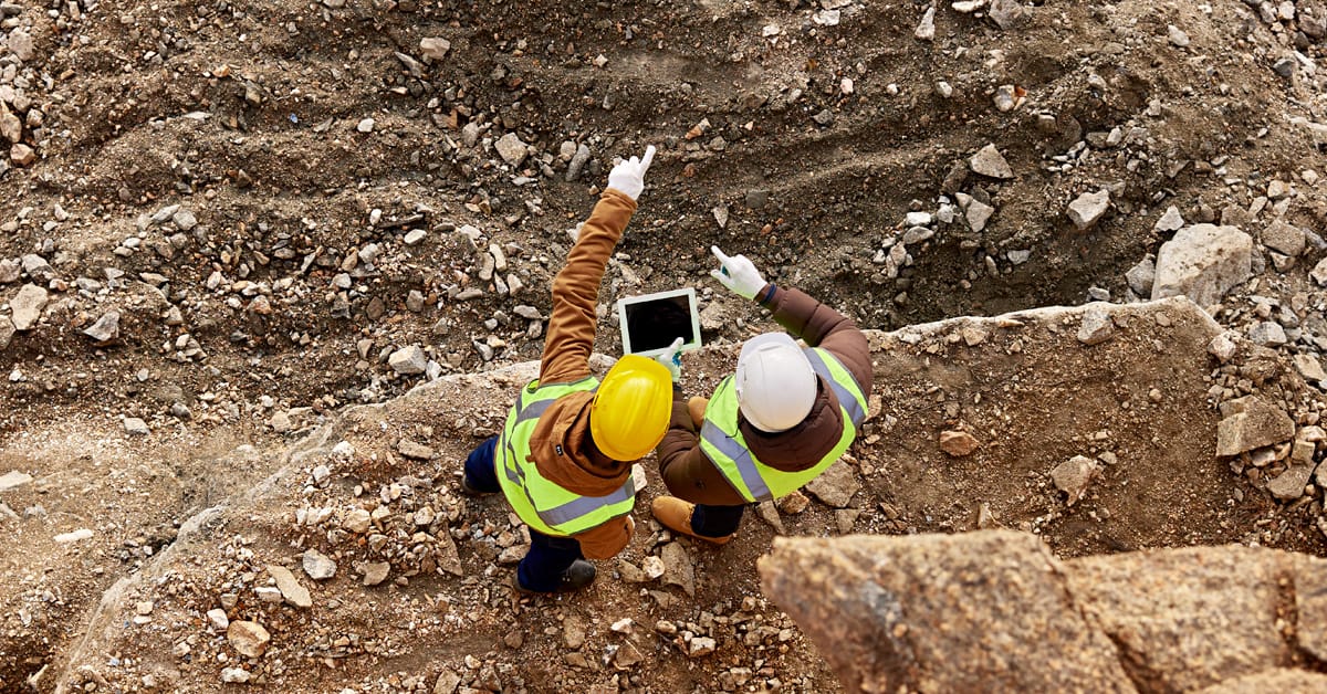 two mining consultants birds eye view